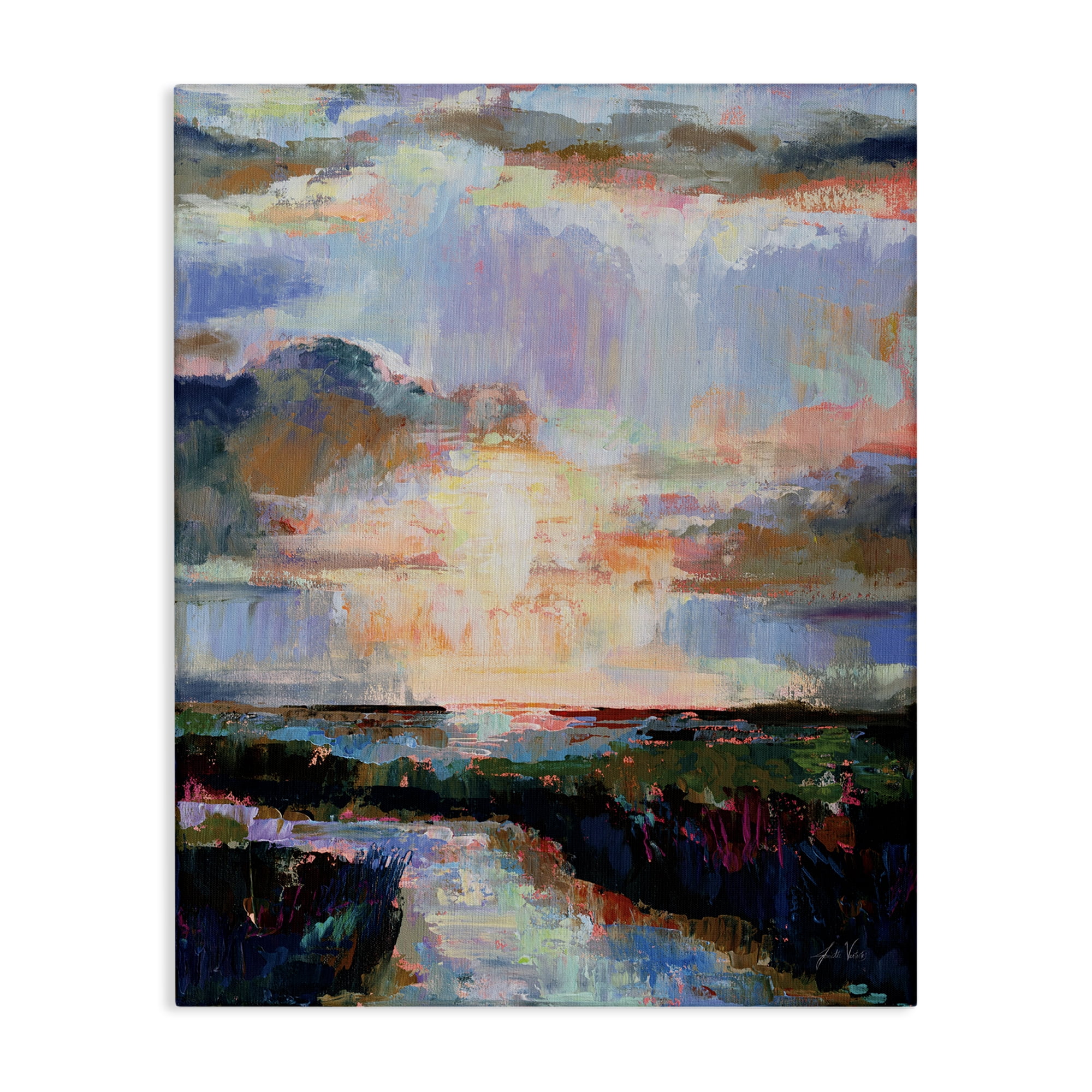 Stupell Industries Sunlit Tide Abstract Abstract Painting Gallery Wrapped Canvas Art Print Wall Art, 36 x 48