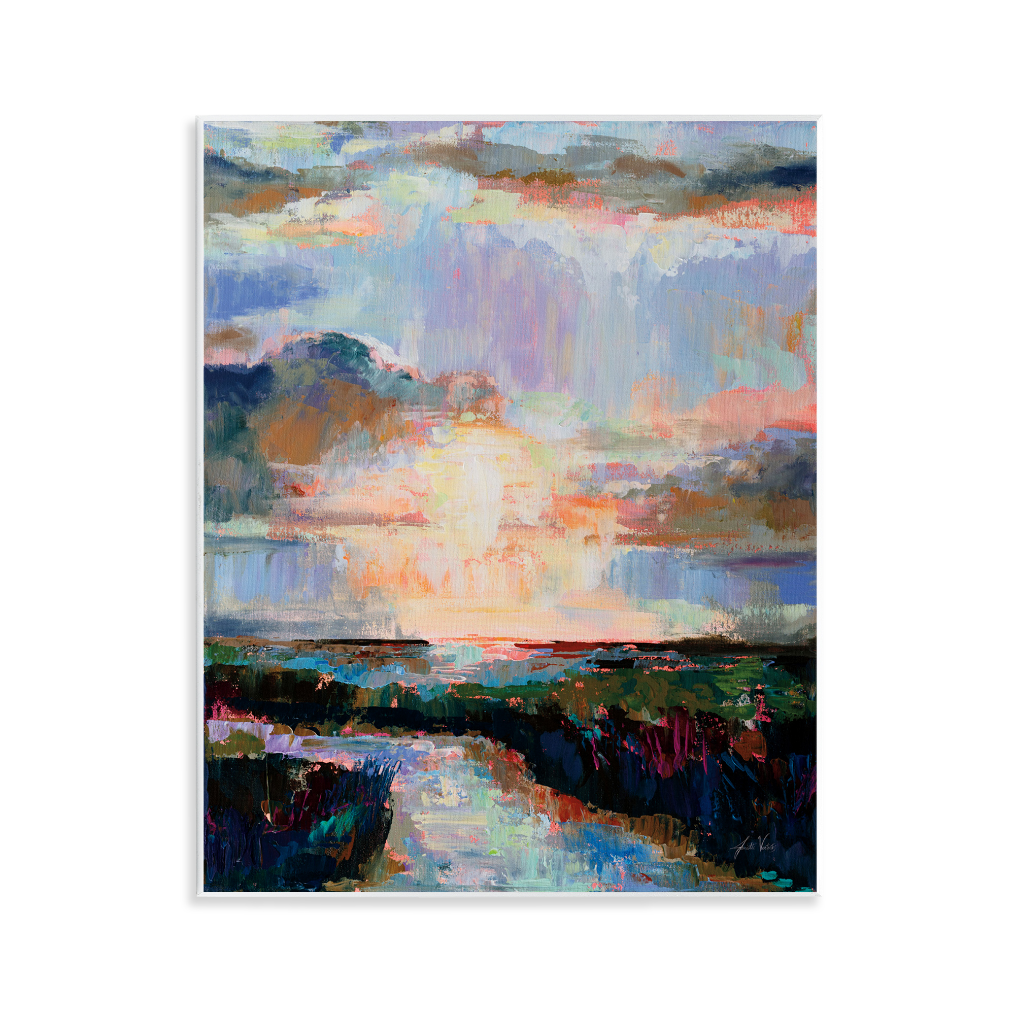 Stupell Industries Sunlit Tide Abstract Abstract Painting Unframed Art