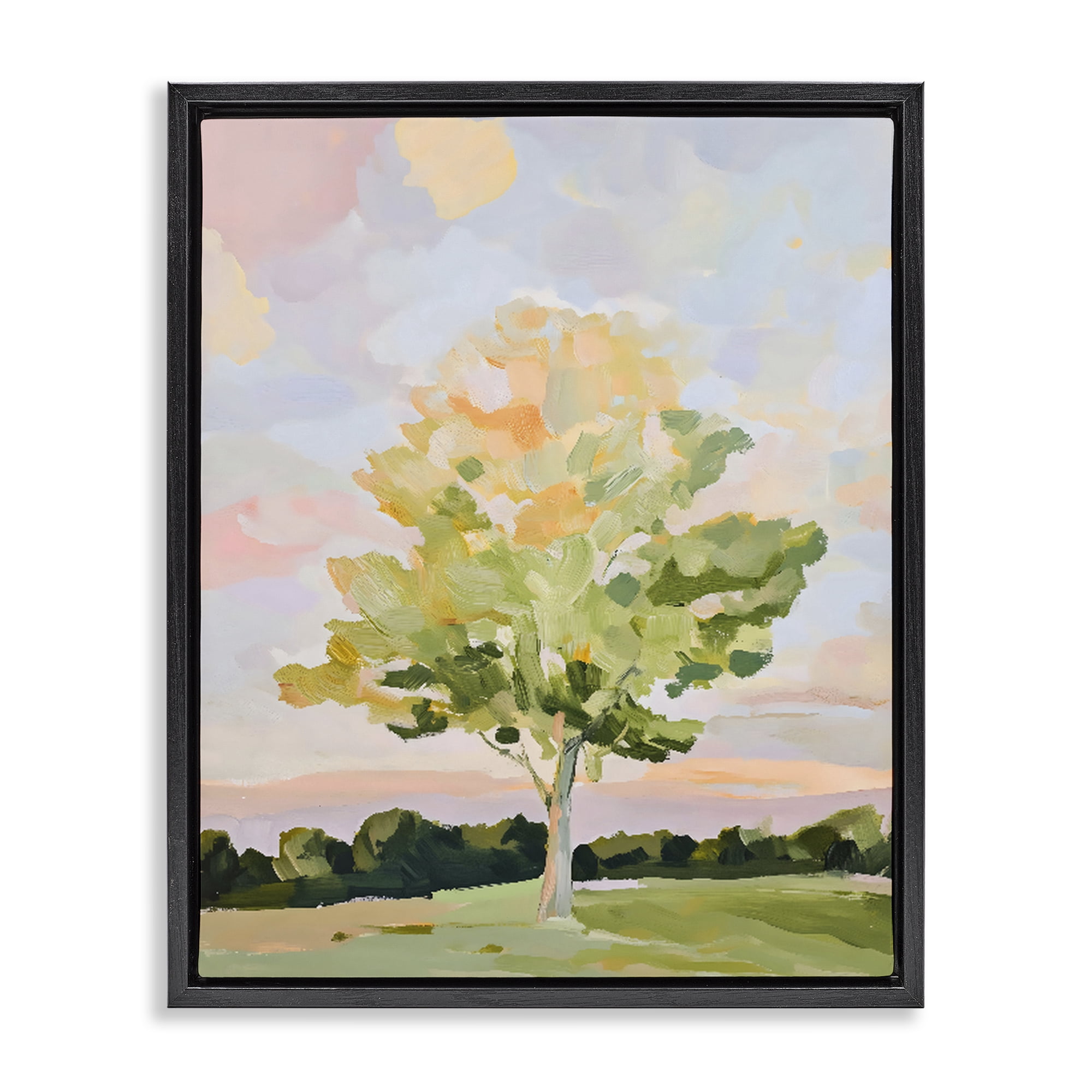 Stupell Industries Sunlit Tree Landscape Impression Black Framed Floater Canvas Wall Art, design by The Prints Vibe