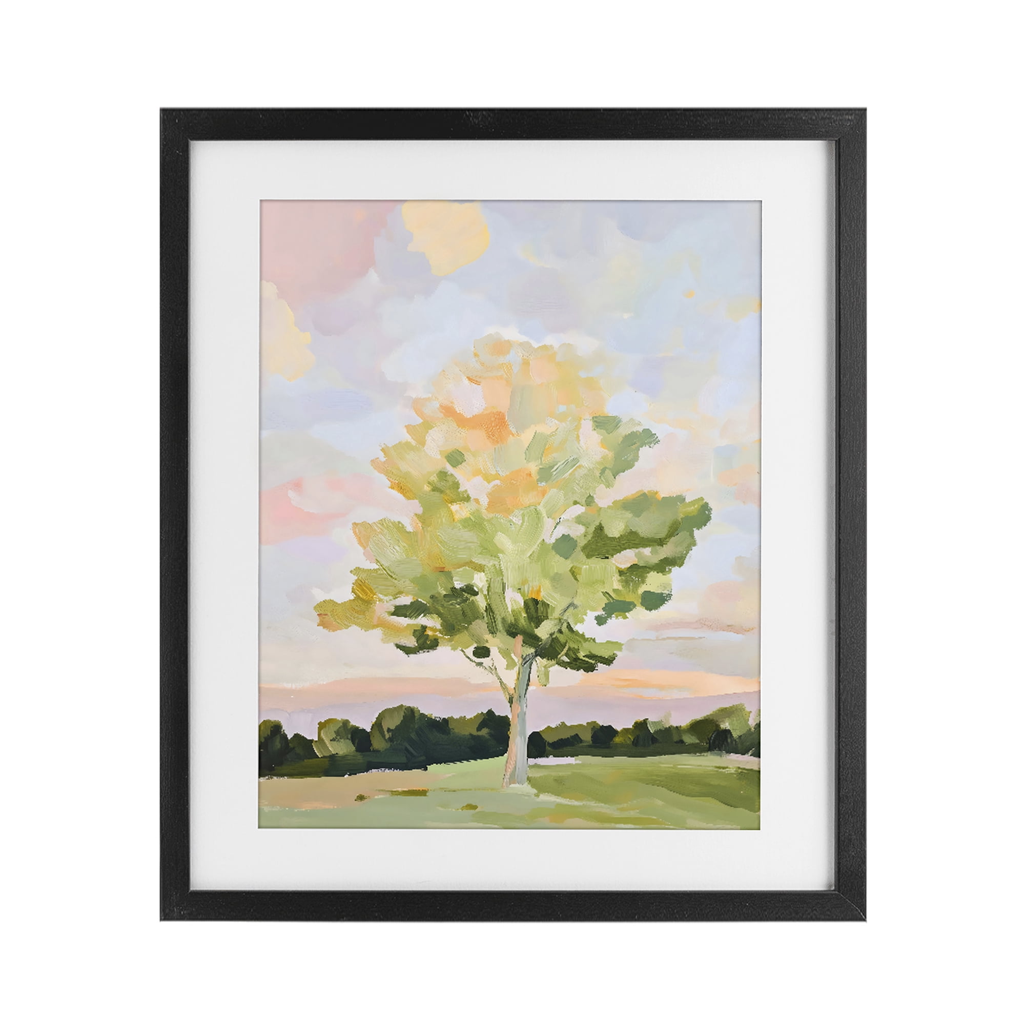 Stupell Industries Sunlit Tree Landscape Impression Black Framed Print Under Glass, design by The Prints Vibe