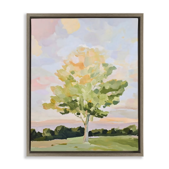 Stupell Industries Contemporary Sunlit Tree Landscape Impression Brown Floating Frame Canvas Art, 25 x 31, by The Prints Vibe