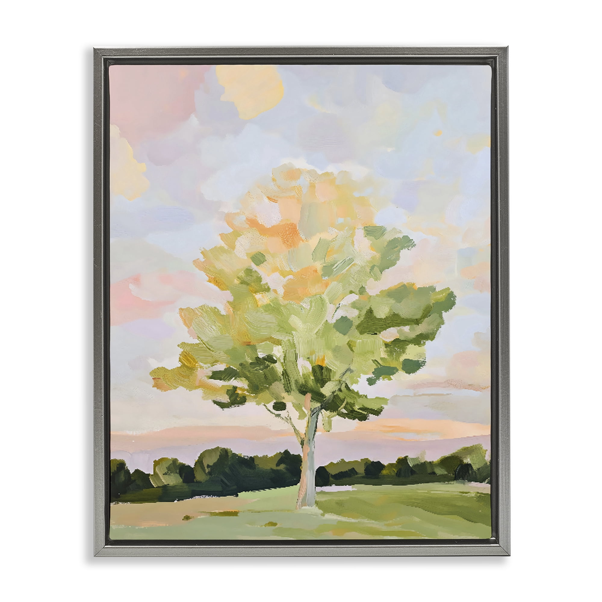 Stupell Industries Sunlit Tree Landscape Impression Gray Framed Floater Canvas Wall Art, design by The Prints Vibe