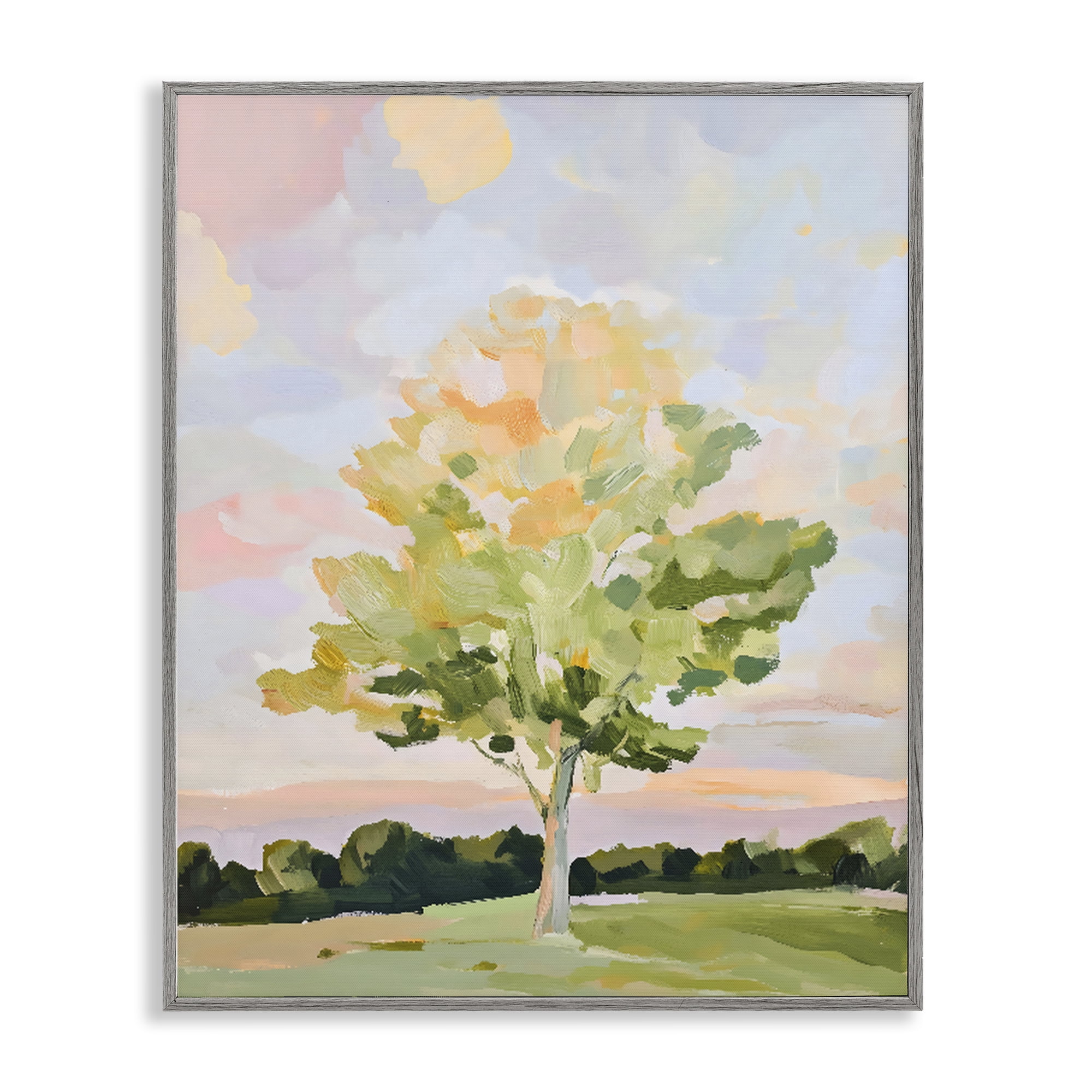 Stupell Industries Sunlit Tree Landscape Impression Gray Framed Giclee Art, design by The Prints Vibe