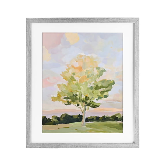 Stupell Industries Contemporary Sunlit Tree Landscape Impression Gray Framed Print Under Glass, 13 x 16, by The Prints Vibe