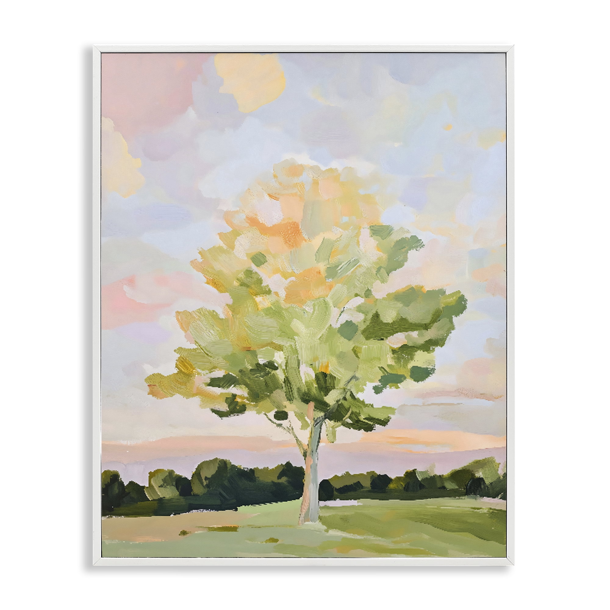 Stupell Industries Sunlit Tree Landscape Impression White Framed Giclee Art, design by The Prints Vibe