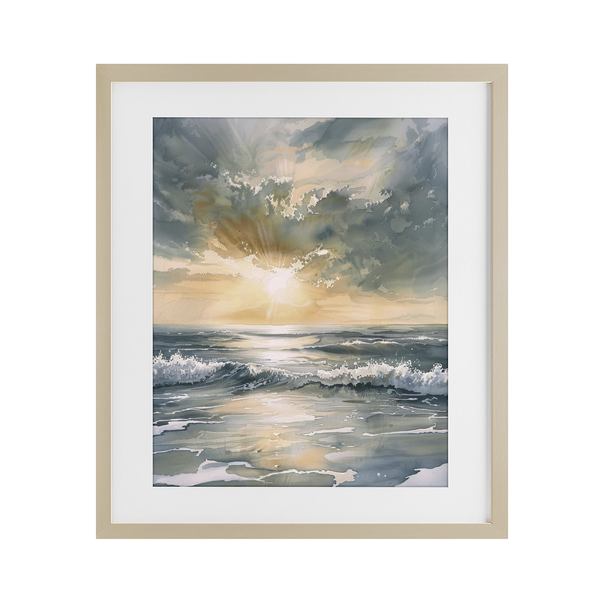 Stupell Industries Sunlit Waves Golden Reflection Birch Framed Print Under Glass, design by Petal Prints Design