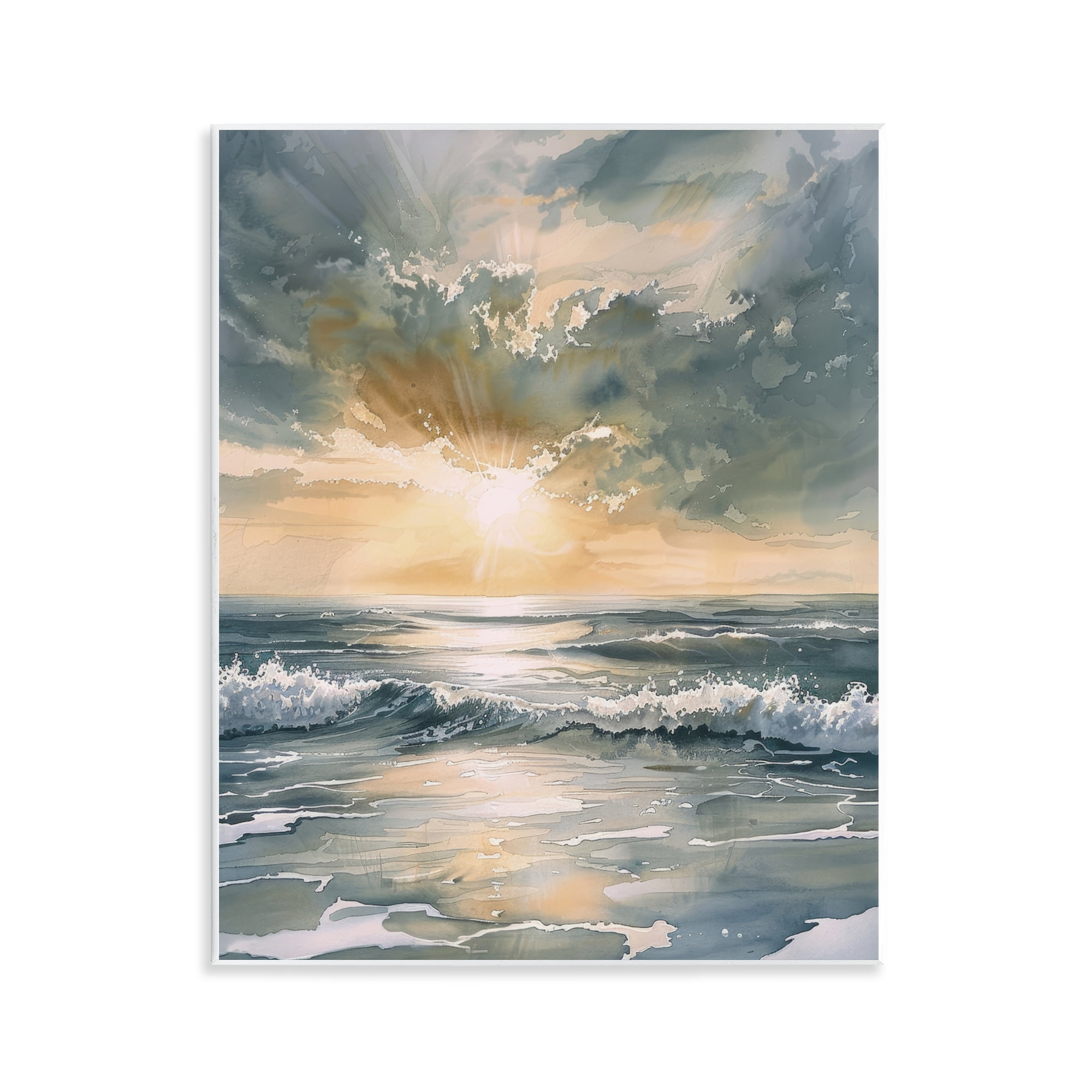 Stupell Industries Sunlit Waves Golden Reflection Wall Plaque Art, design by Petal Prints Design