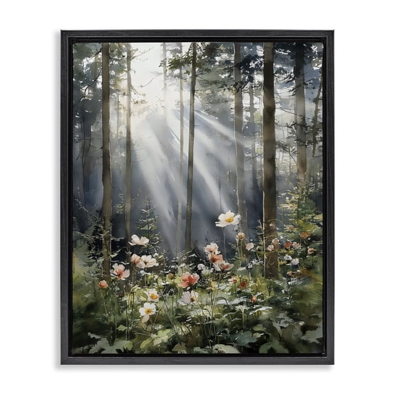 Stupell Industries Farmhouse Sunlit Woods In Morning Black Floating Frame Canvas Art, 25 x 31, by Franklyn Gregory
