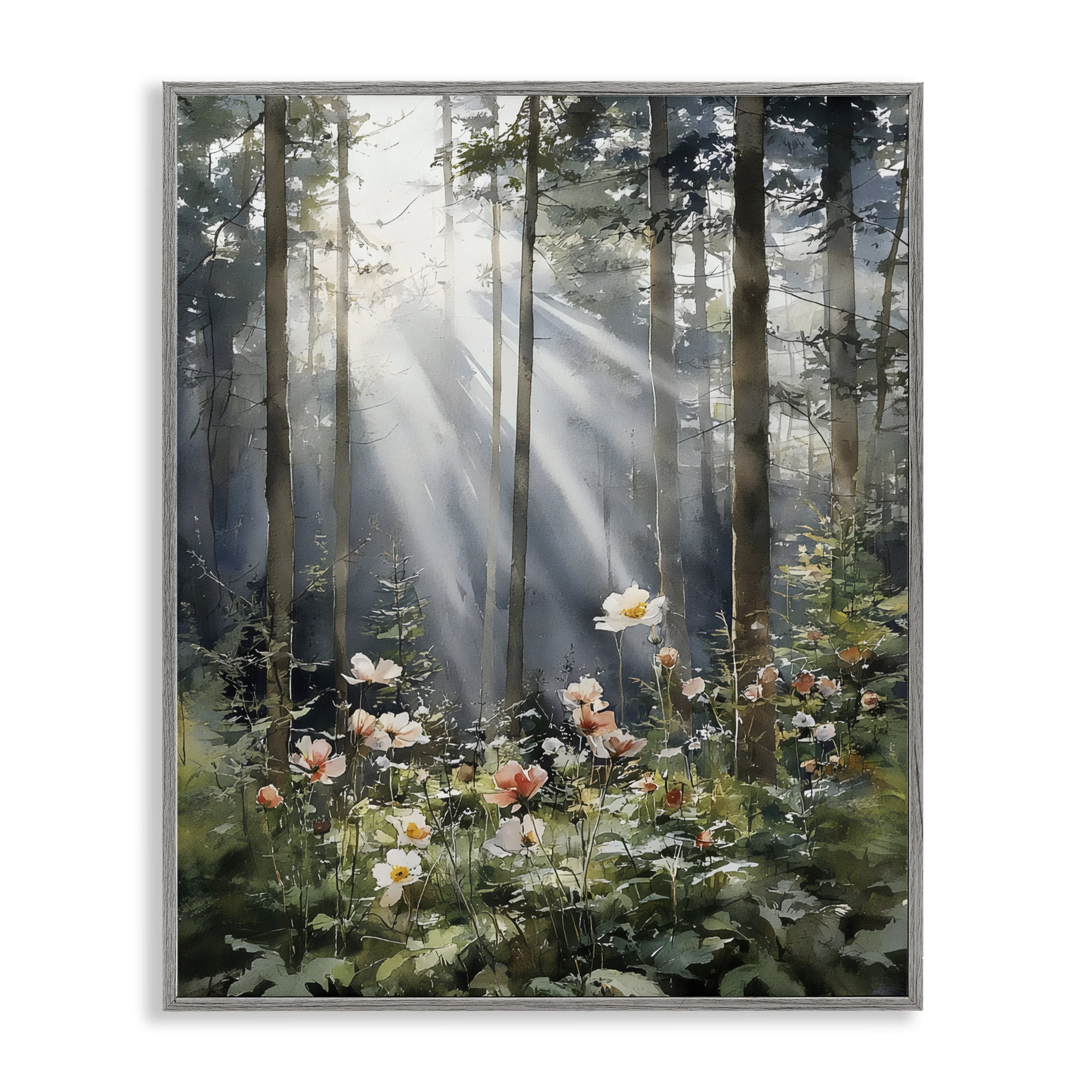Stupell Industries Sunlit Woods In Morning Gray Framed Giclee Art, design by Franklyn Gregory