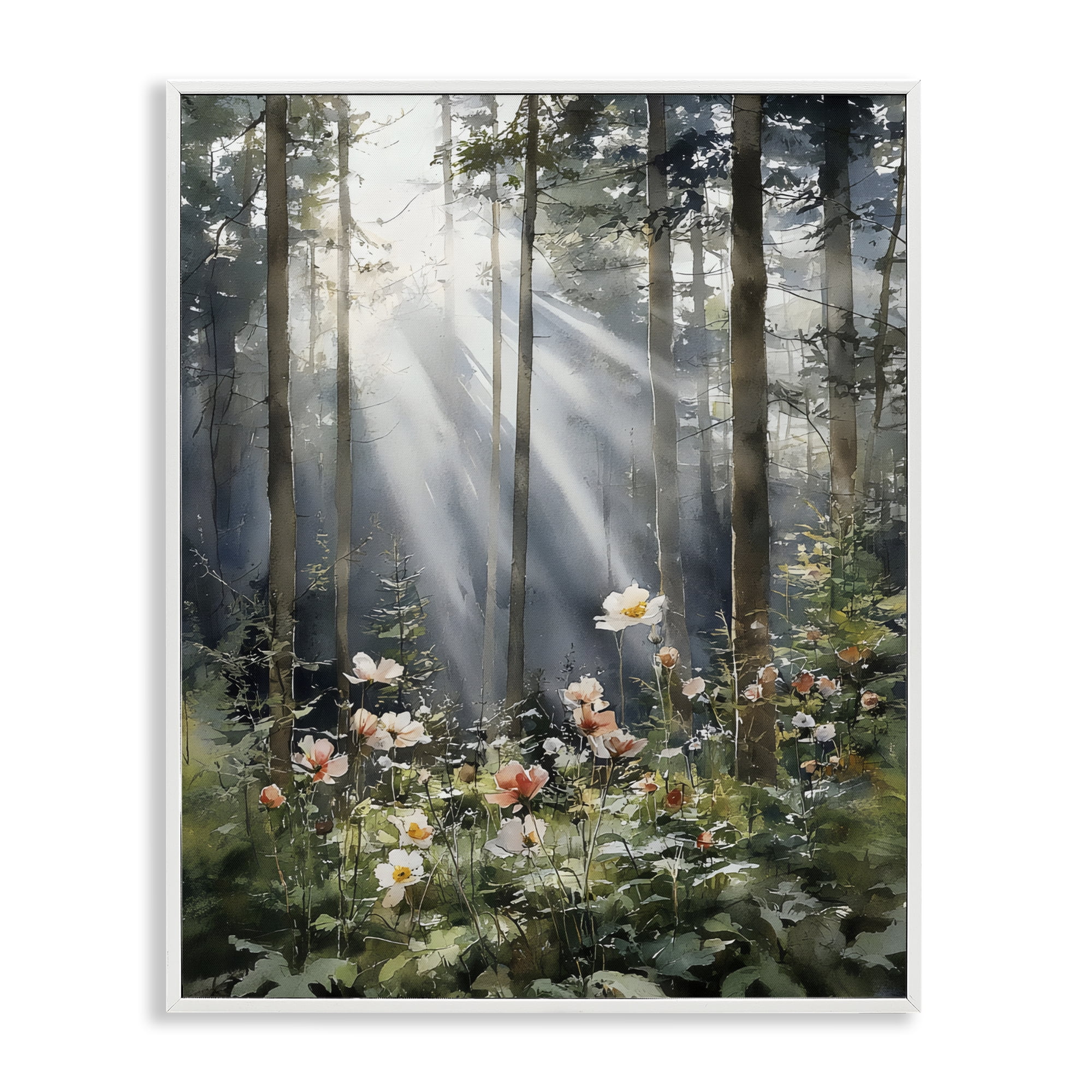 Stupell Industries Sunlit Woods In Morning White Framed Giclee Art, design by Franklyn Gregory