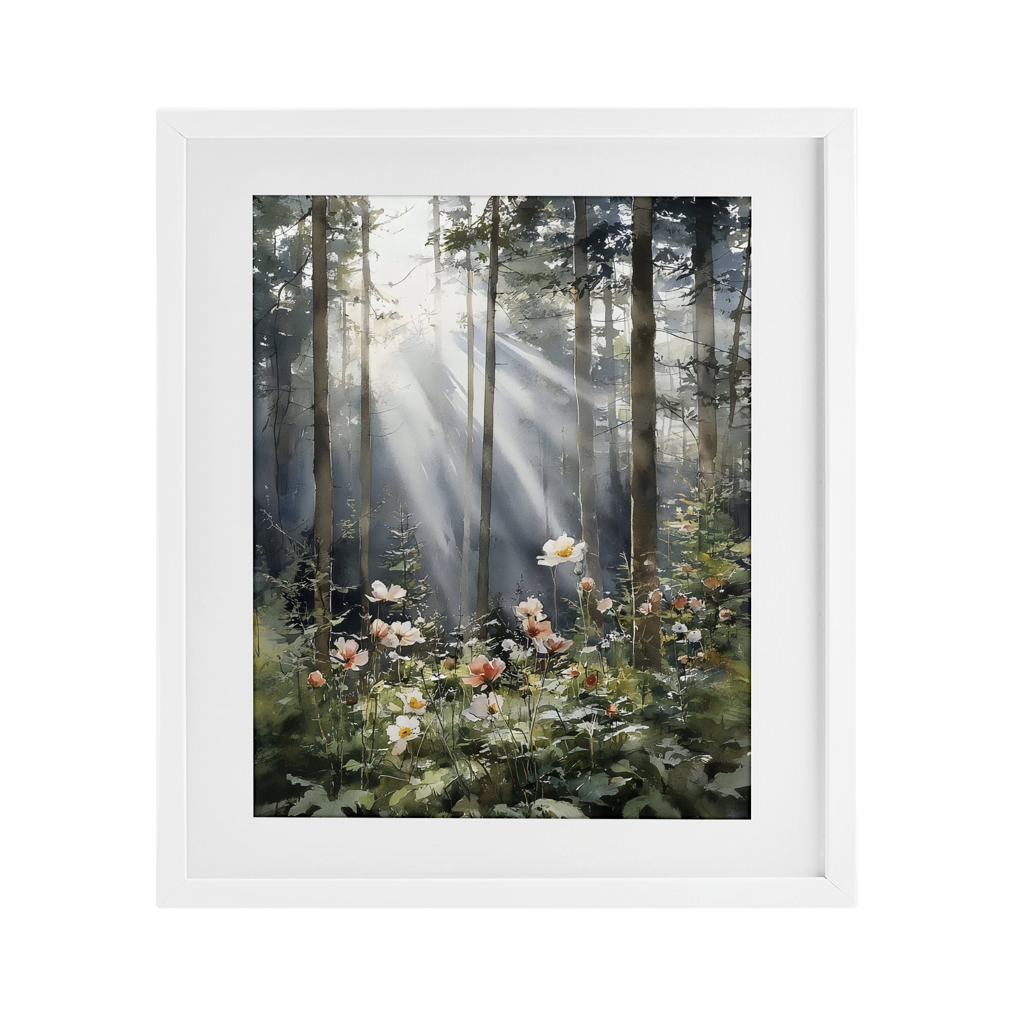 Stupell Industries Sunlit Woods In Morning White Framed Print Under Glass, design by Franklyn Gregory