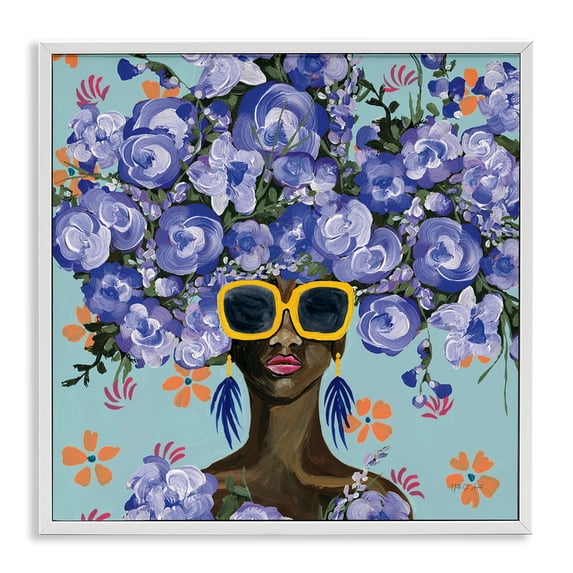 Stupell Industries Sunning In Blue Florals White Framed Giclee Art design by Yvette St. Amant, 17 x 17