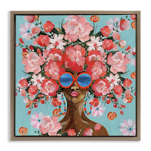 Stupell Industries Sunning In Florals Brown Framed Floater Canvas Wall Art design by Yvette St. Amant, 18 x 18