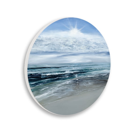 Stupell Industries Sunny Beach Shore Nature Painting Unframed Art Print Wall Art, 12" Diameter
