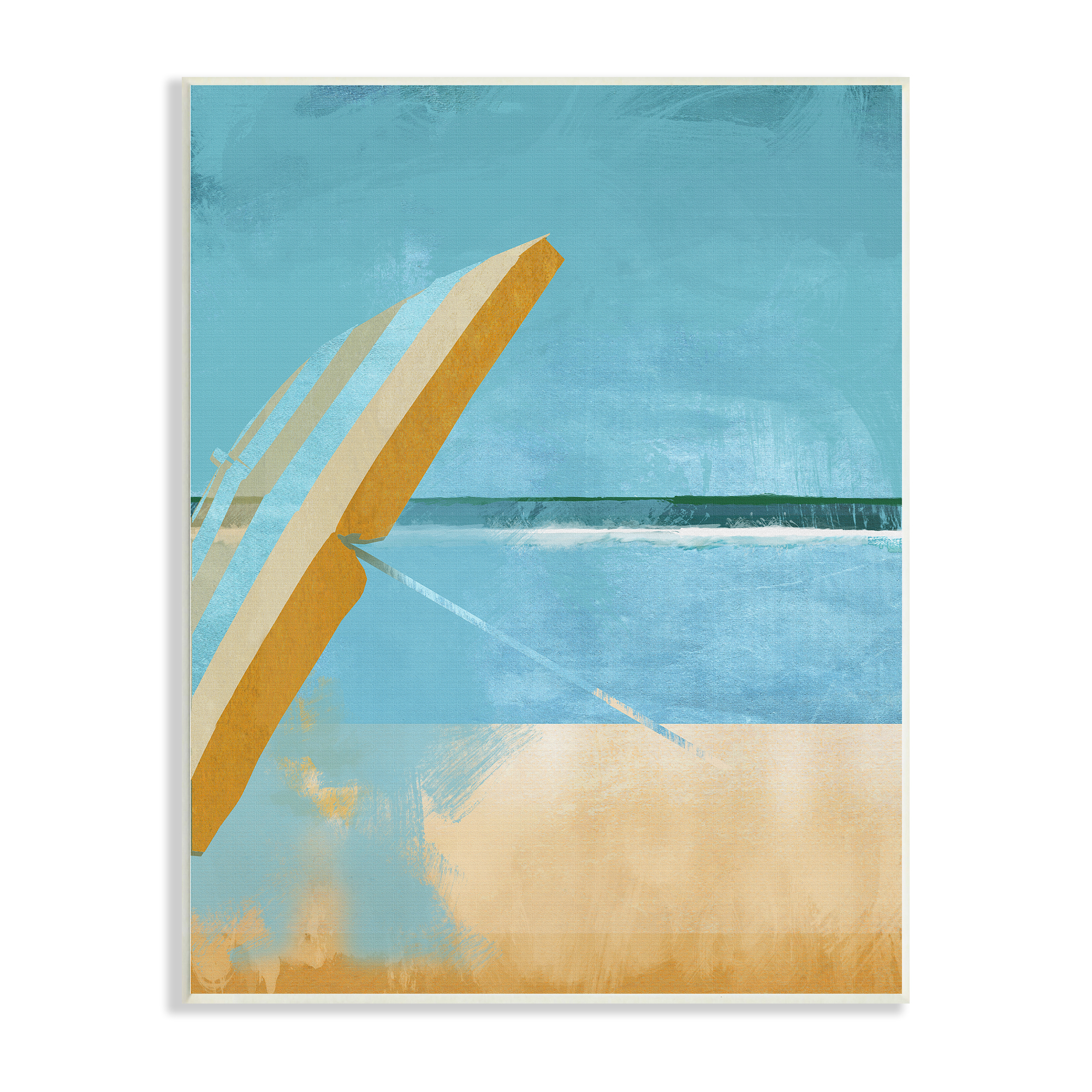 Stupell Industries Sunny Beach Umbrella Sea Horizon Minimalist Painting,10 x 15, Design by Porter Hastings