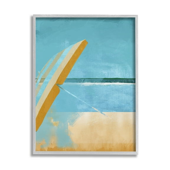 Stupell Industries Sunny Beach Umbrella Sea Horizon Minimalist Painting,11 x 14, Design by Porter Hastings