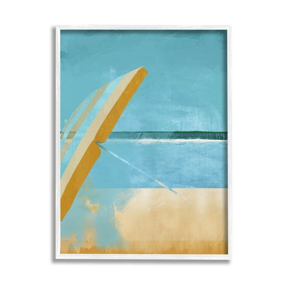 Stupell Industries Sunny Beach Umbrella Sea Horizon Minimalist Painting,16 x 20, Design by Porter Hastings