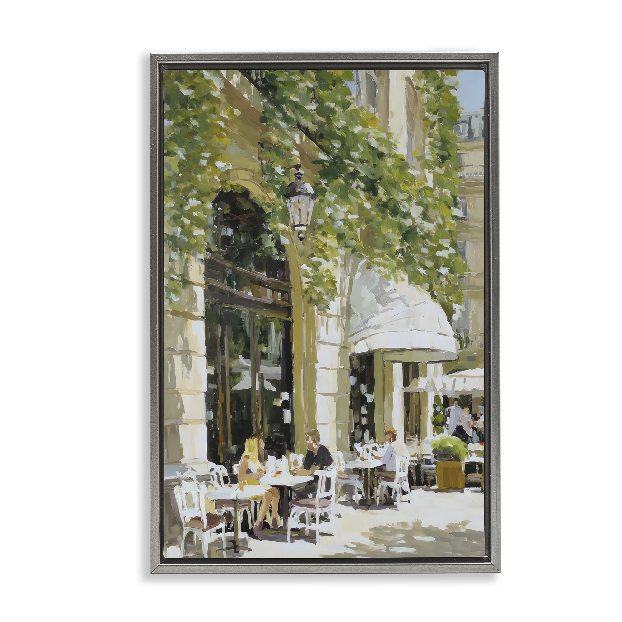 Stupell Industries Sunny Day Cafe Terrace Gray Framed Floater Canvas Wall Art, design by Petal Prints Design