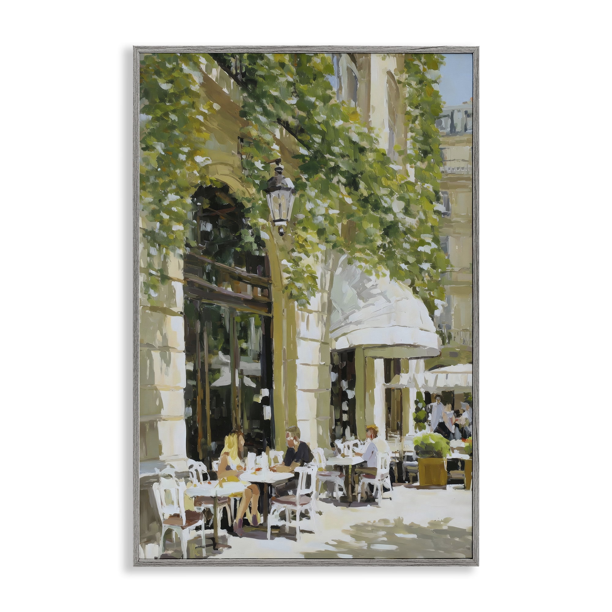 Stupell Industries Sunny Day Cafe Terrace Gray Framed Giclee Art, design by Petal Prints Design
