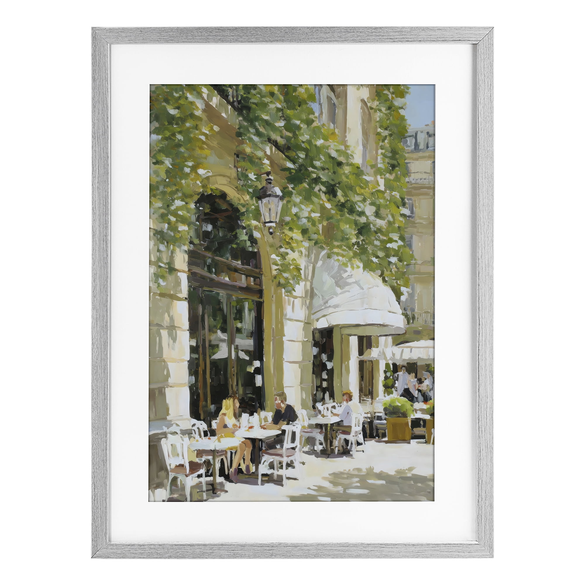 Stupell Industries Sunny Day Cafe Terrace Gray Framed Print Under Glass, design by Petal Prints Design