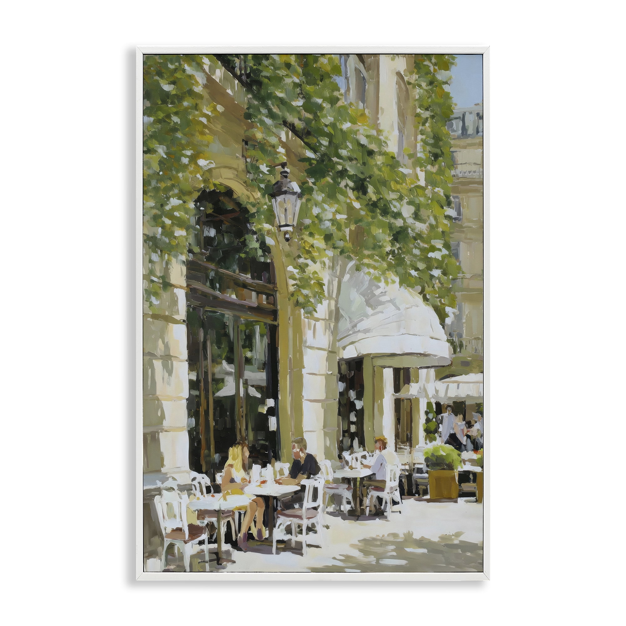 Stupell Industries Sunny Day Cafe Terrace White Framed Giclee Art, design by Petal Prints Design