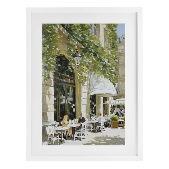 Stupell Industries French Country Sunny Day Cafe Terrace White Framed Print Under Glass, 14 x 20, by Petals Prints Design