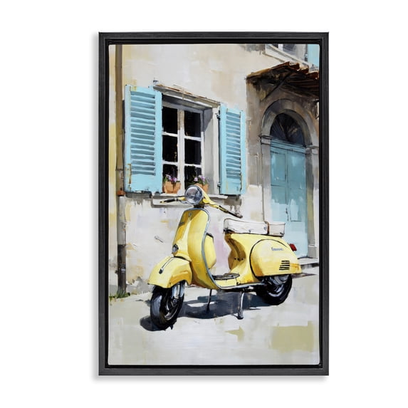 Stupell Industries French Country Sunny Day Scooter Ride Black Floating Frame Canvas Art, 17 x 25, by Petals Prints Design