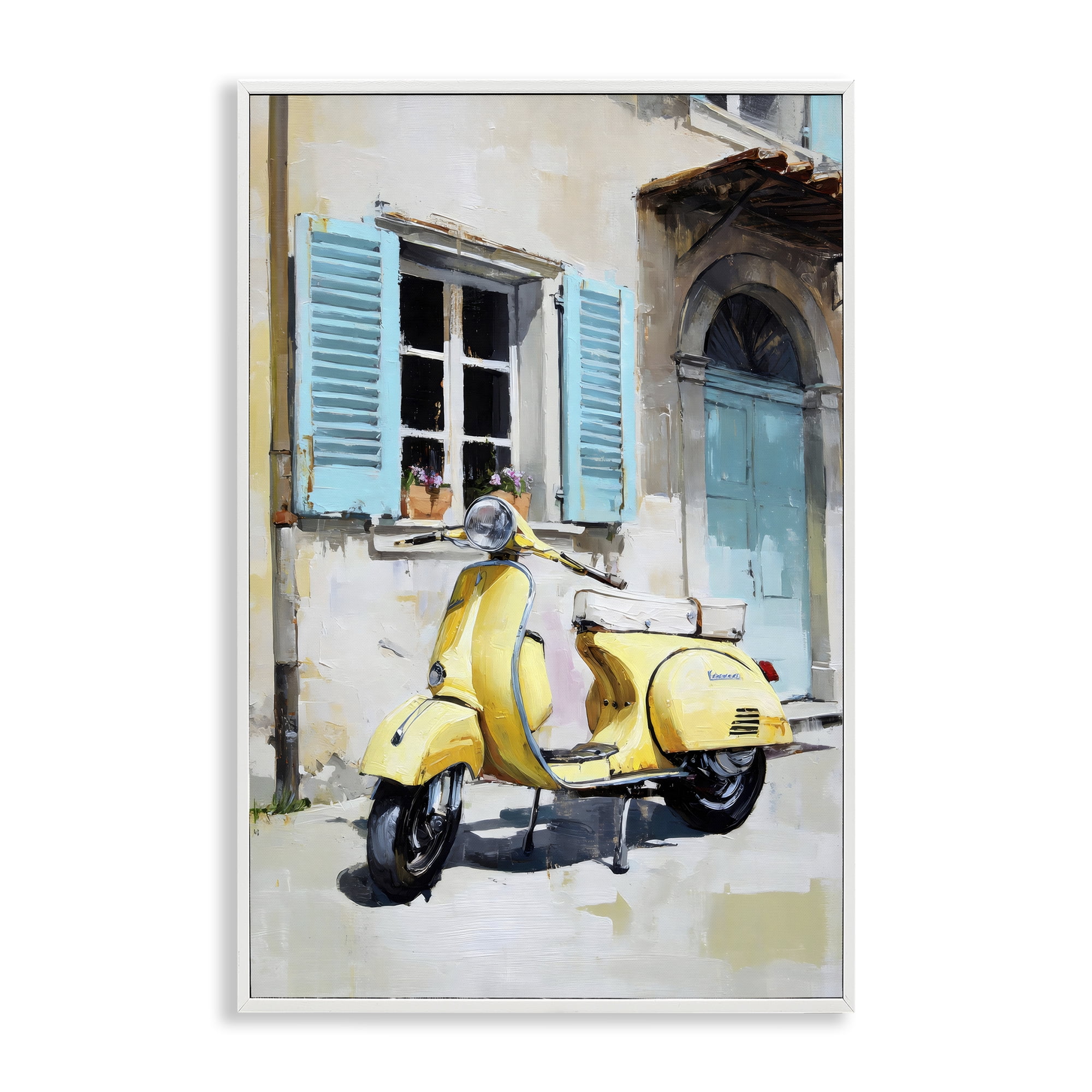 Stupell Industries Sunny Day Scooter Ride White Framed Giclee Art, design by Petal Prints Design