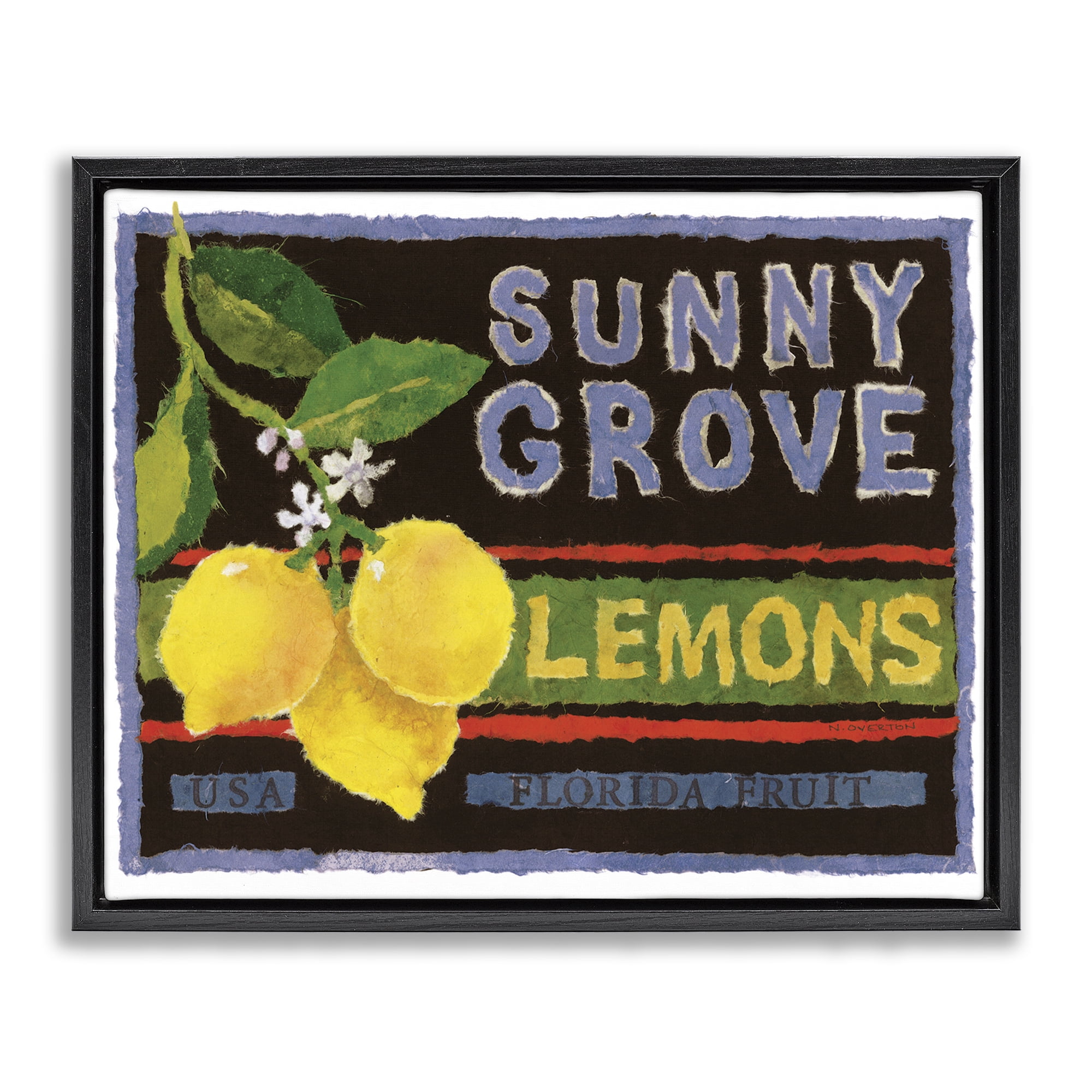 Stupell Industries Sunny Grove Lemons Food & Beverage Painting Black Floater Framed Art Print Wall Art, 21 x 17
