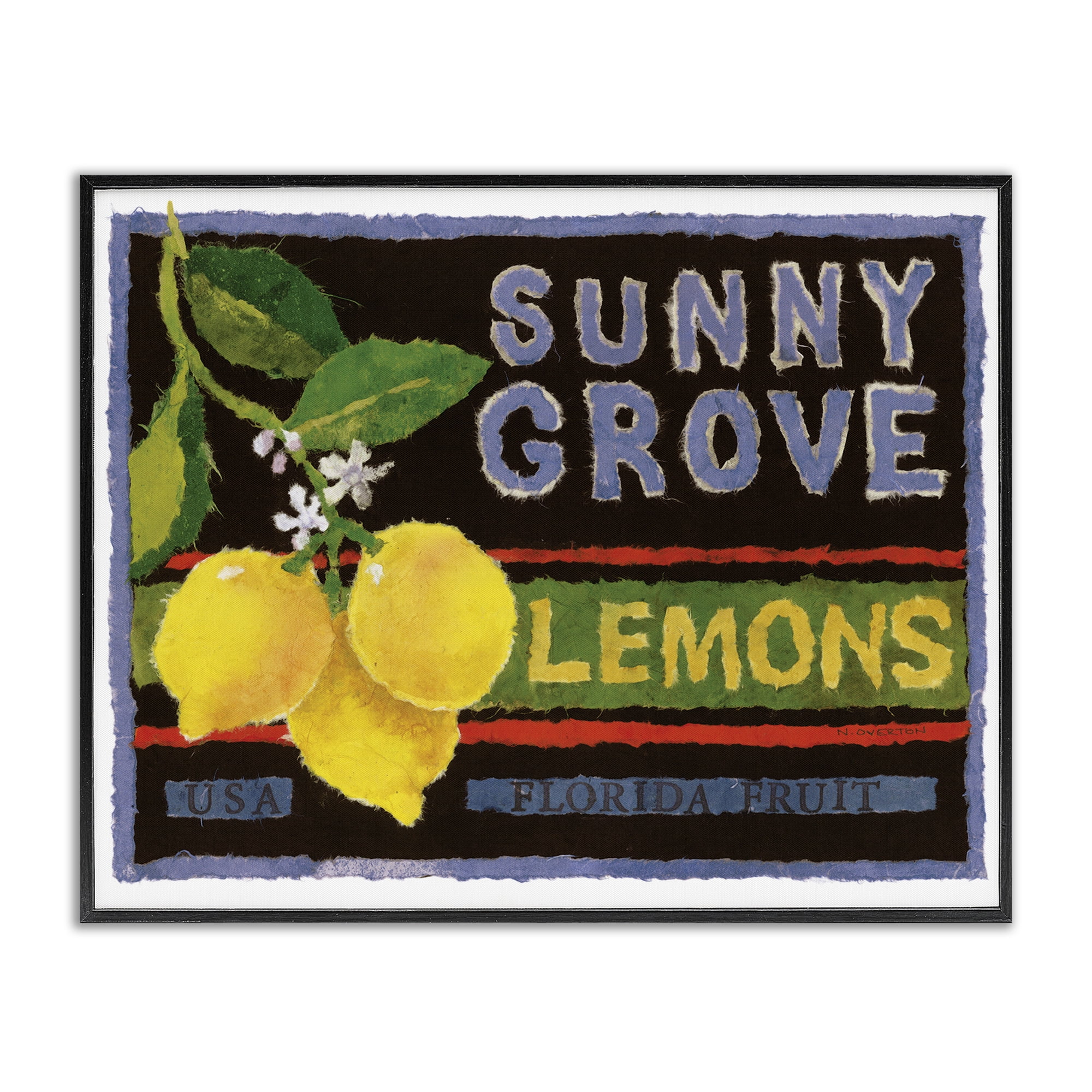 Stupell Industries Sunny Grove Lemons Food & Beverage Painting Black Framed Art Print Wall Art, 20 x 16