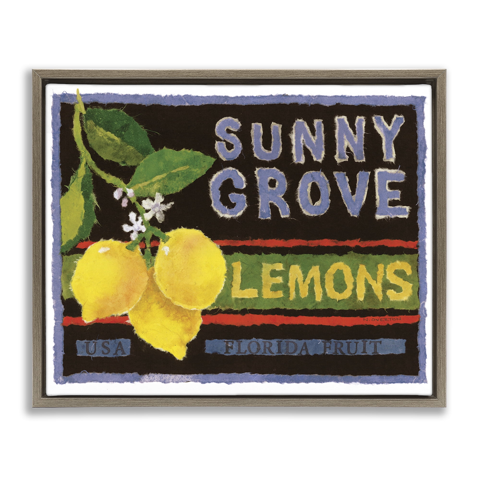 Stupell Industries Sunny Grove Lemons Food & Beverage Painting Brown Floater Framed Art Print Wall Art, 31 x 25