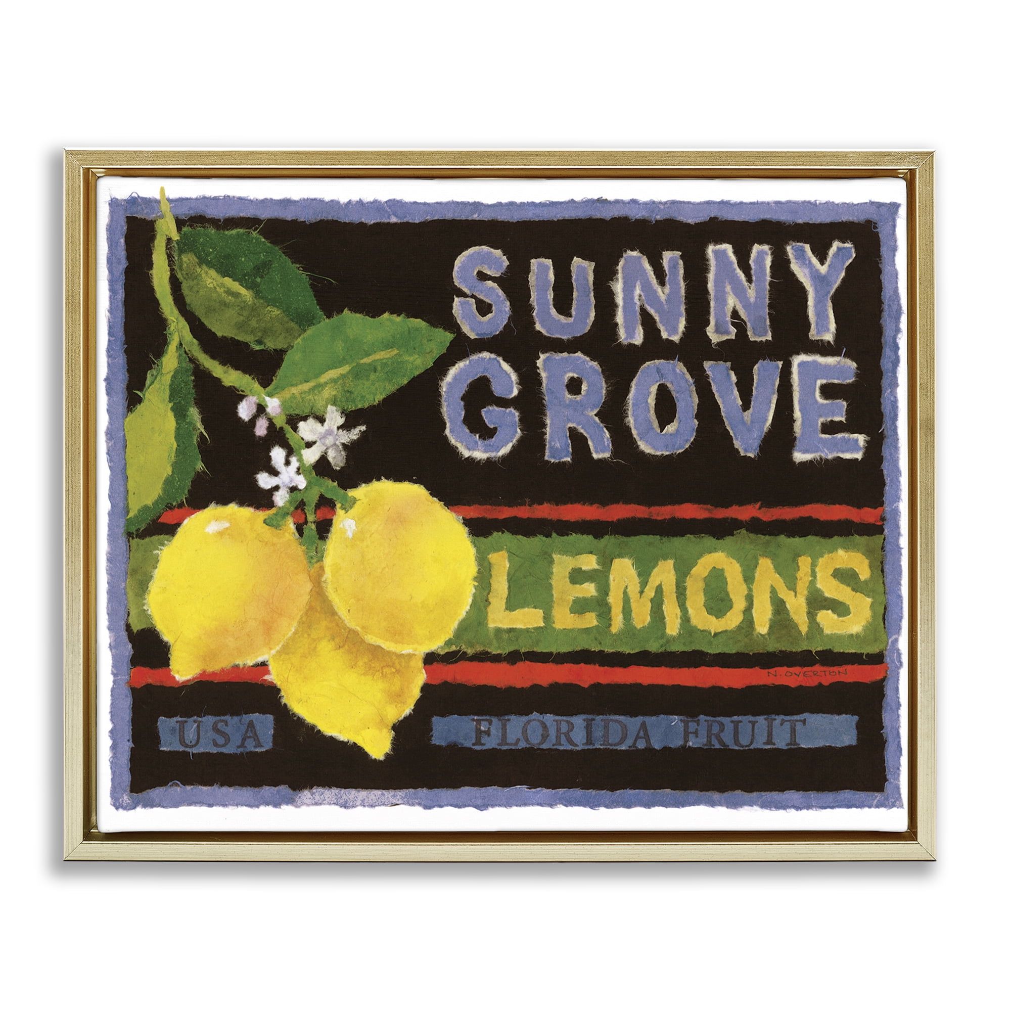 Stupell Industries Sunny Grove Lemons Food & Beverage Painting Gold Floater Framed Art Print Wall Art, 31 x 25