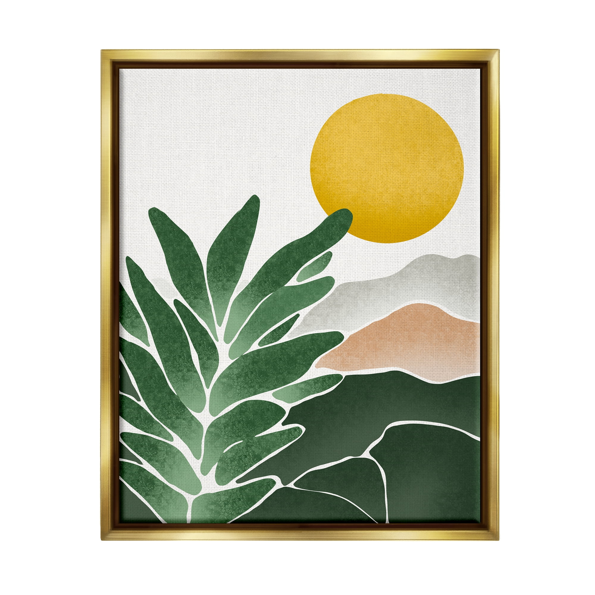 Stupell Industries Sunny Hills Botanical Nature Scene Botanical & Floral Painting Gold Floater Framed Art Print Wall Art