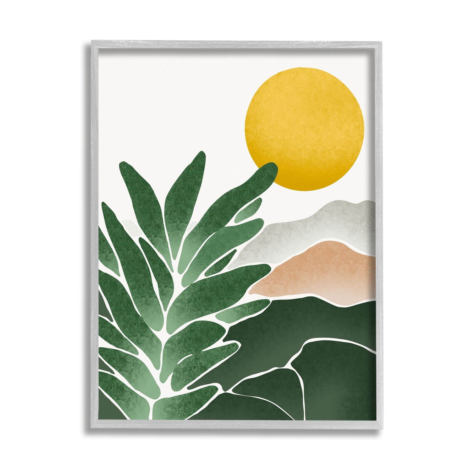 Stupell Industries Sunny Hills Botanical Nature Scene Botanical & Floral Painting Gray Framed Art Print Wall Art
