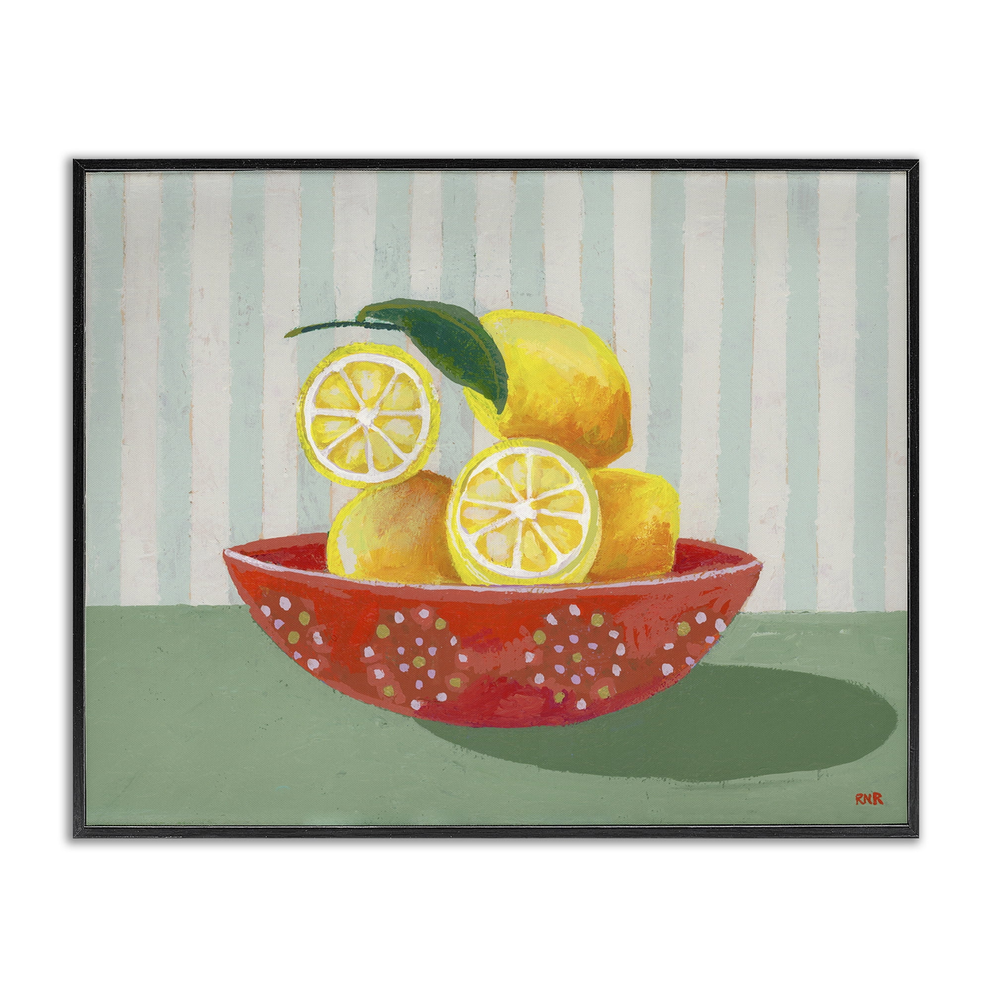 Stupell Industries Sunny Lemons in Red Bowl Black Framed Giclee Art, design by Rachael Reese