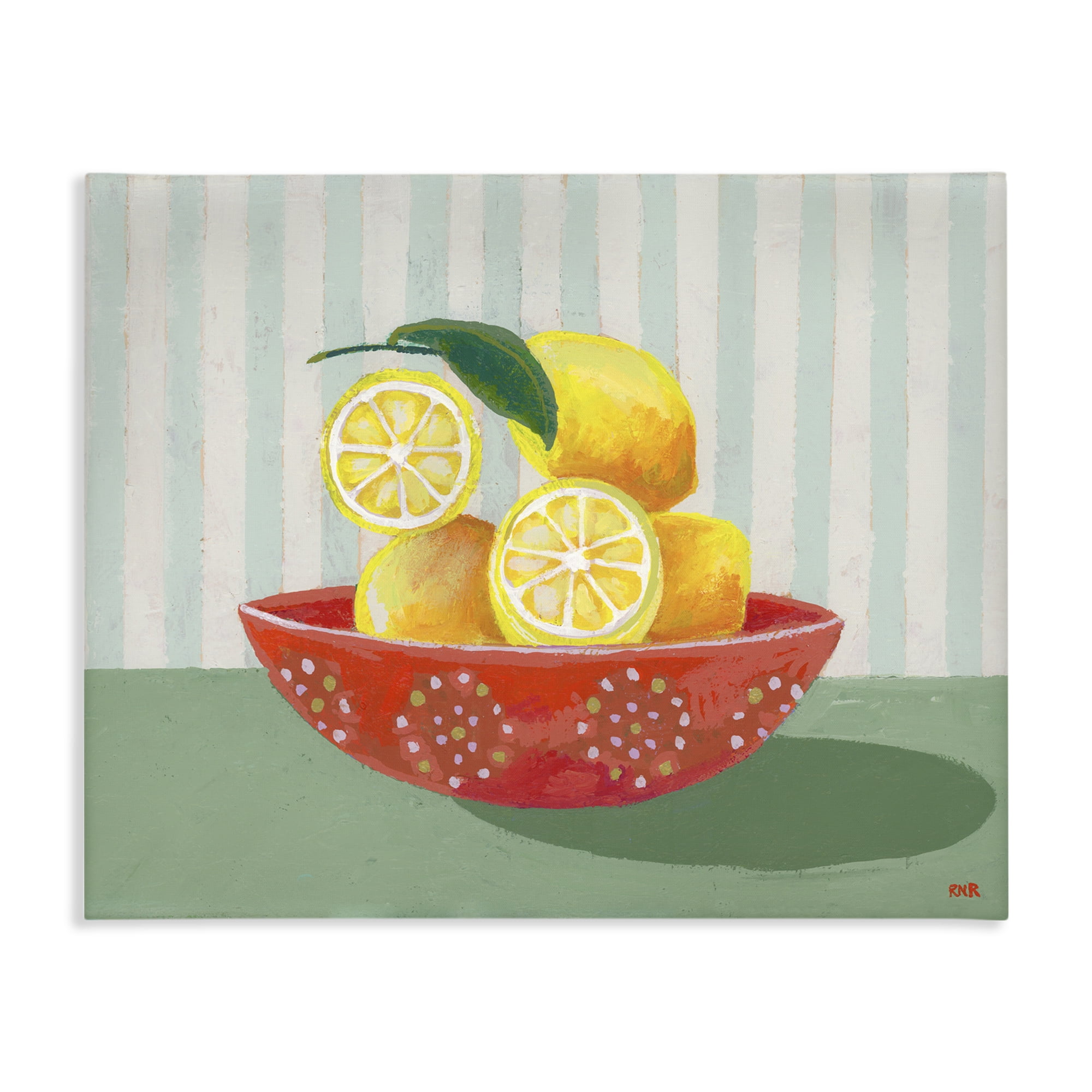 Stupell Industries Sunny Lemons in Red Bowl Canvas Wall Art, design by Rachael Reese