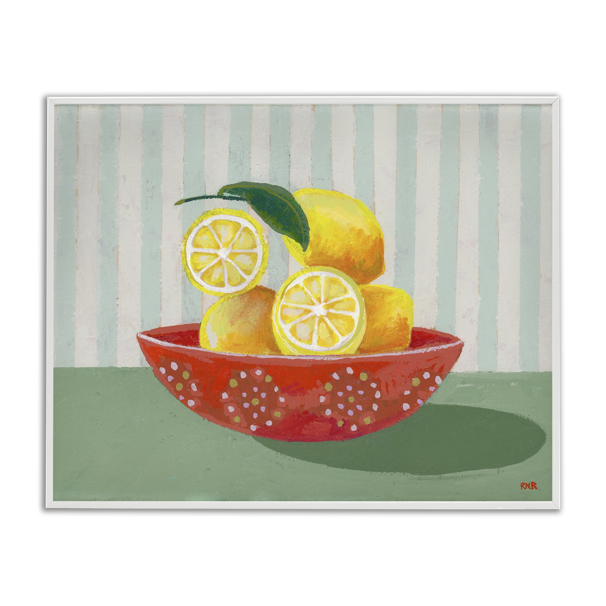 Stupell Industries Sunny Lemons in Red Bowl White Framed Giclee Art, design by Rachael Reese