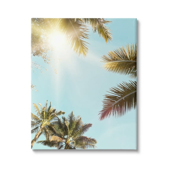 Stupell Industries Sunny Palm Leaves Photography Nature Photography Gallery Wrapped Canvas Print Wall Art, 30 x 40