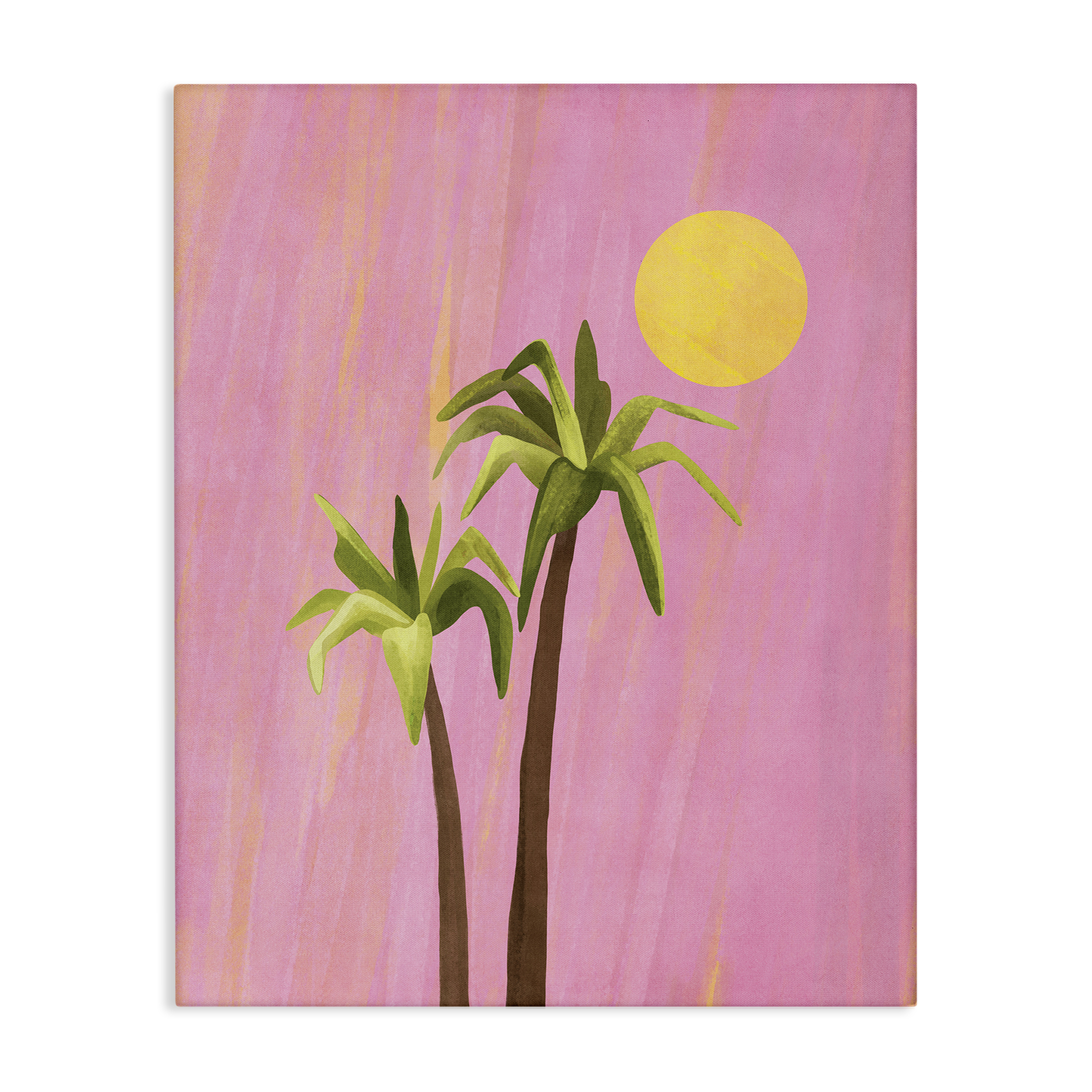 Stupell Industries Sunny Palm Trees Pink Plants & Flowers Painting Wrapped Canvas Art Print Wall Art, 36 x 48