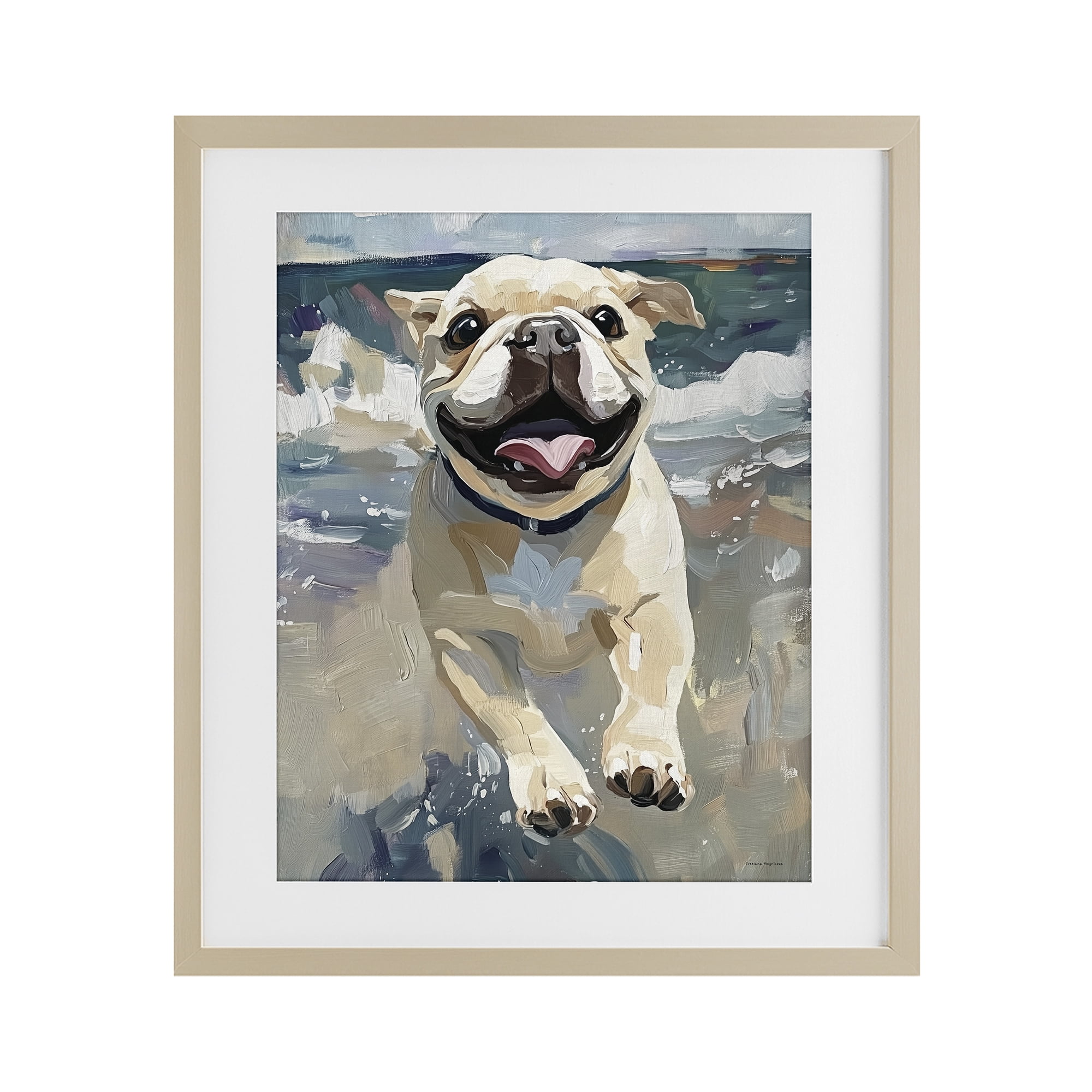 Stupell Industries Sunny Paws Dog on Beach Birch Framed Print Under Glass, design by Svetlana Aleynikova