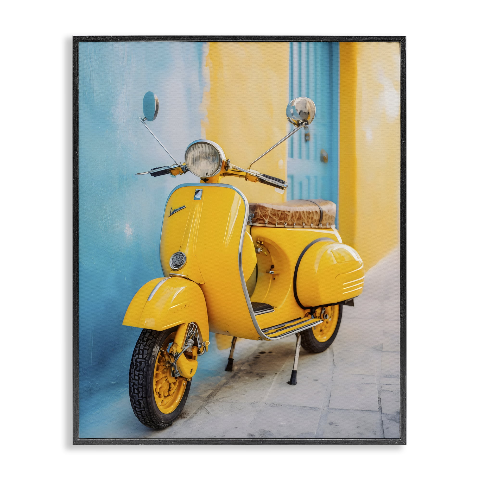 Stupell Industries Sunny Ride Vintage Moped Black Framed Giclee Art, design by Franklyn Gregory