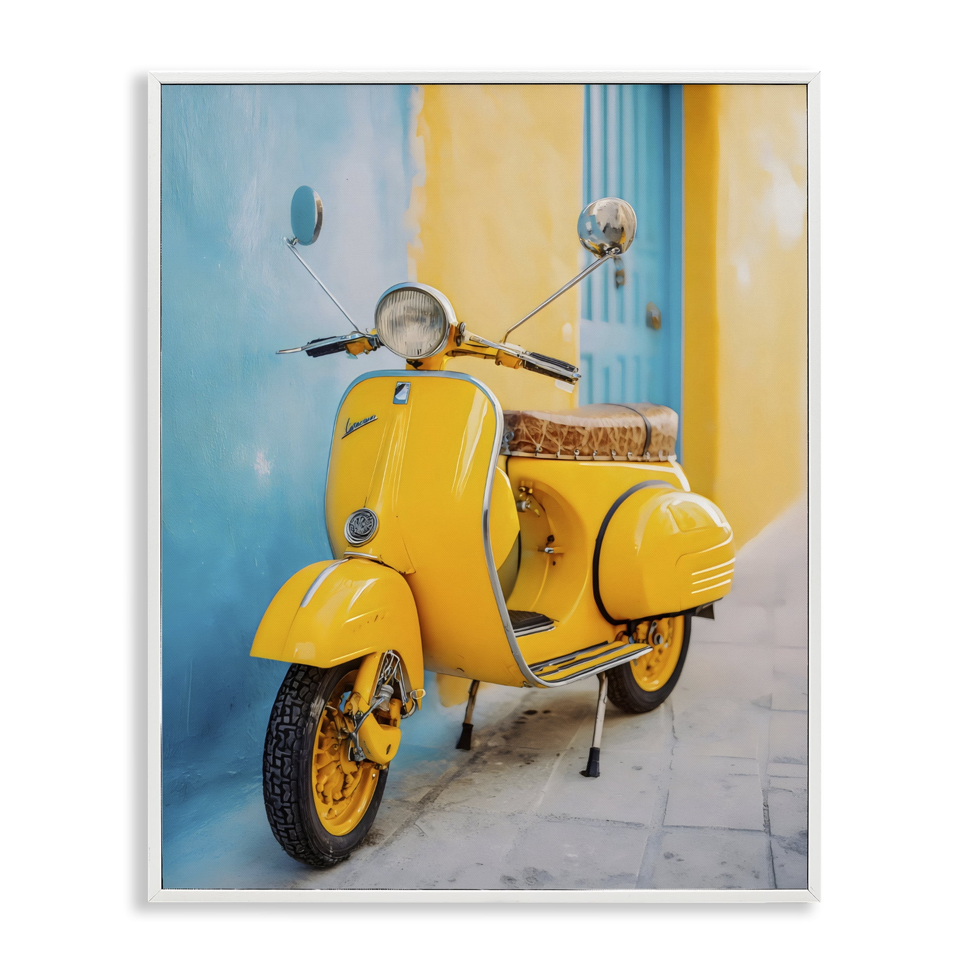 Stupell Industries Sunny Ride Vintage Moped White Framed Giclee Art, design by Franklyn Gregory