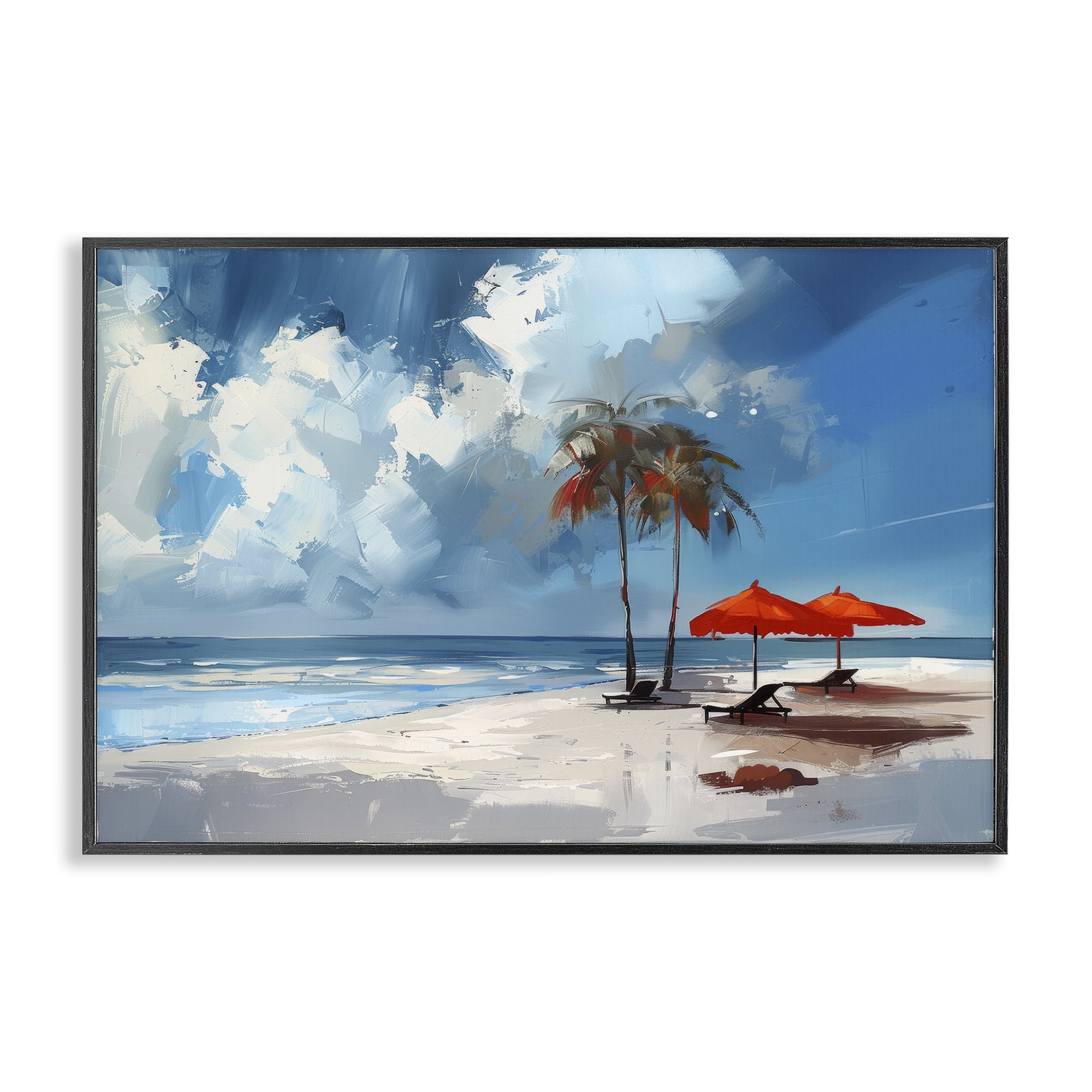 Stupell Industries Sunny Seaside Palette Nautical & Beach Painting Black Framed Art Print Wall Art, 18 x 12