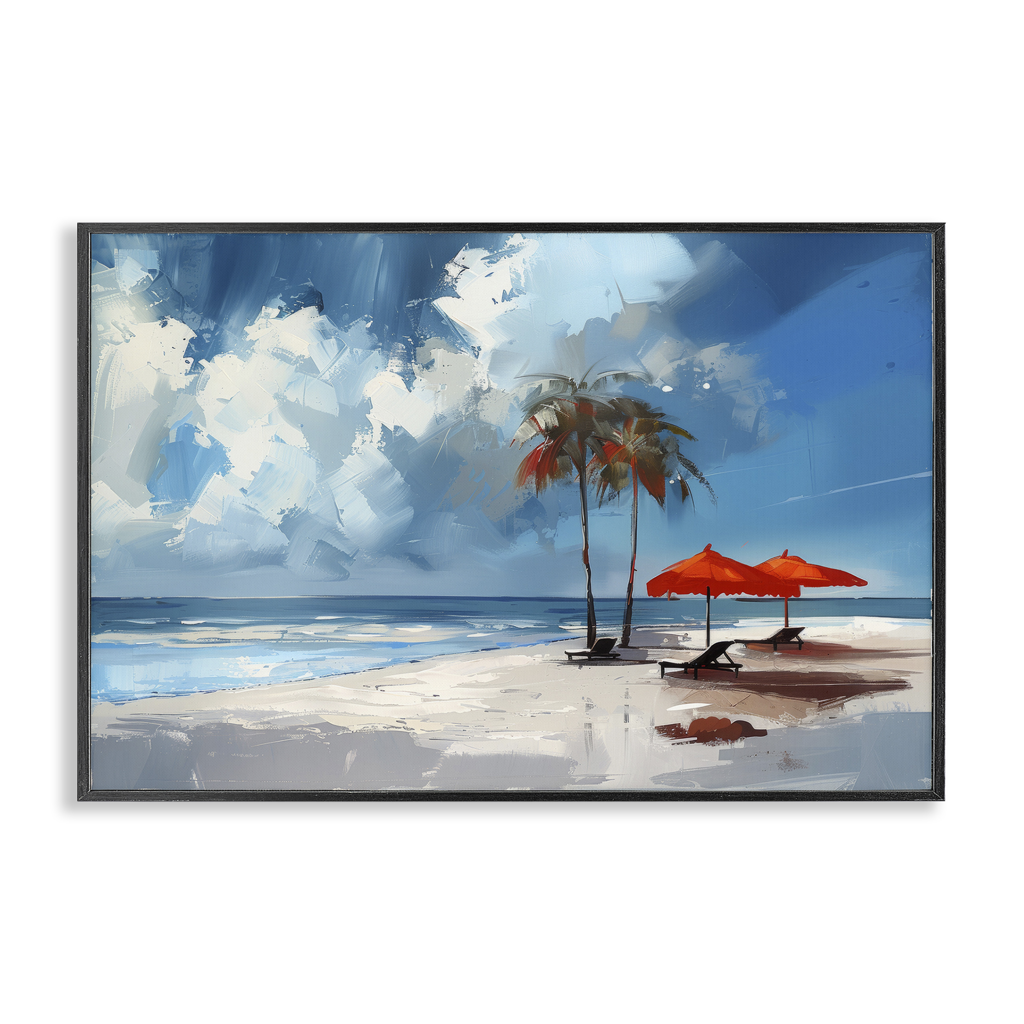 Stupell Industries Sunny Seaside Palette Nautical & Beach Painting Black Framed Art Print Wall Art, 24 x 16