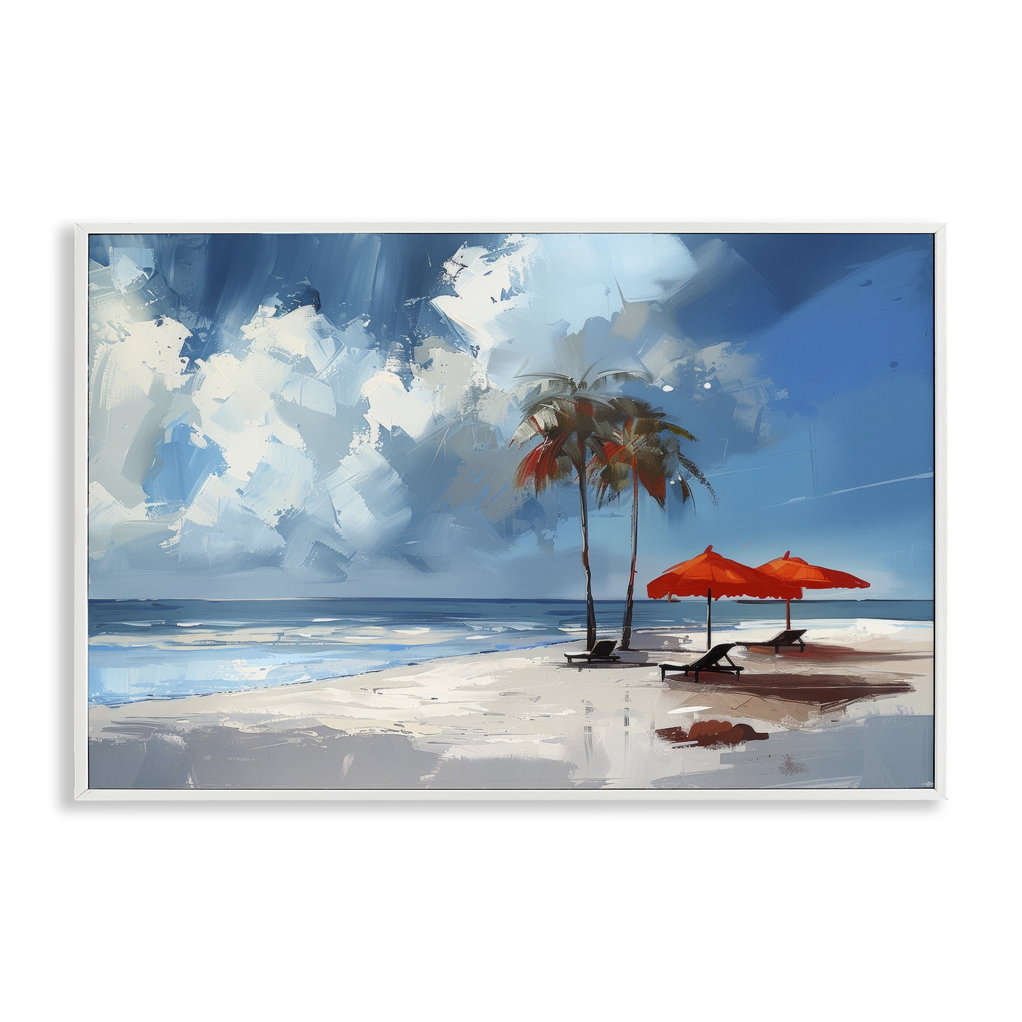 Stupell Industries Sunny Seaside Palette Nautical & Beach Painting White Framed Art Print Wall Art, 24 x 16