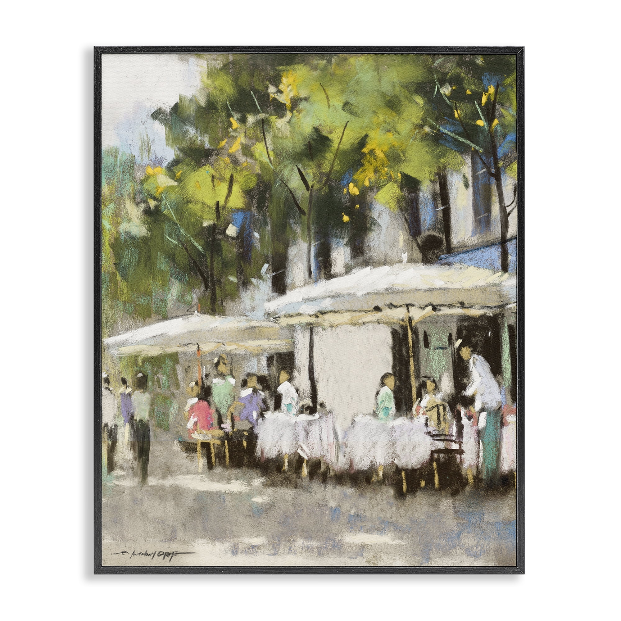 Stupell Industries Sunny Street Cafe Dining Black Framed Giclee Art, design by Anthony Orme