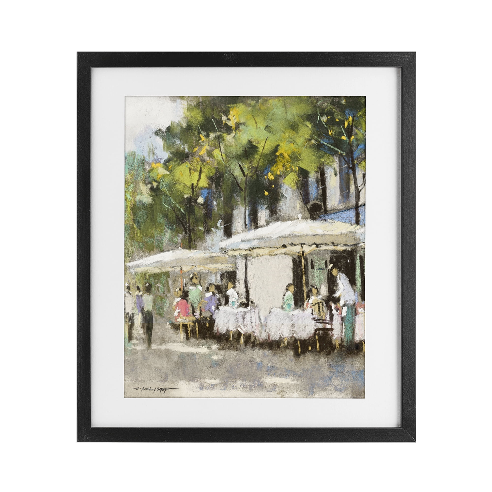 Stupell Industries Sunny Street Cafe Dining Black Framed Print Under Glass, design by Anthony Orme