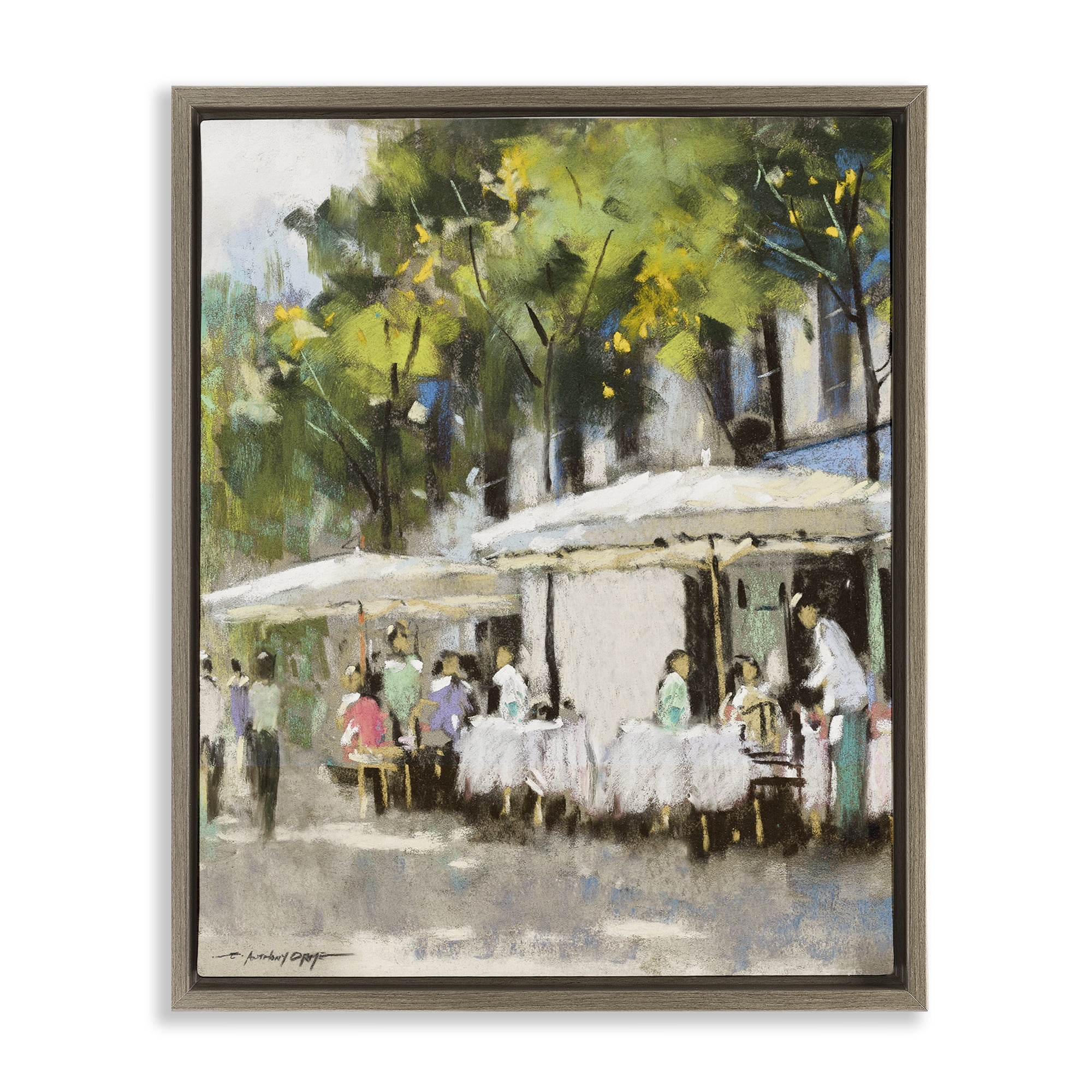 Stupell Industries Sunny Street Cafe Dining Brown Framed Floater Canvas Wall Art, design by Anthony Orme