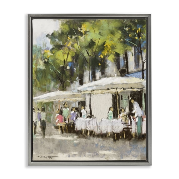 Stupell Industries Transitional Sunny Street Cafe Dining Gray Floating Frame Canvas Art, 17 x 21, by Anthony Orme