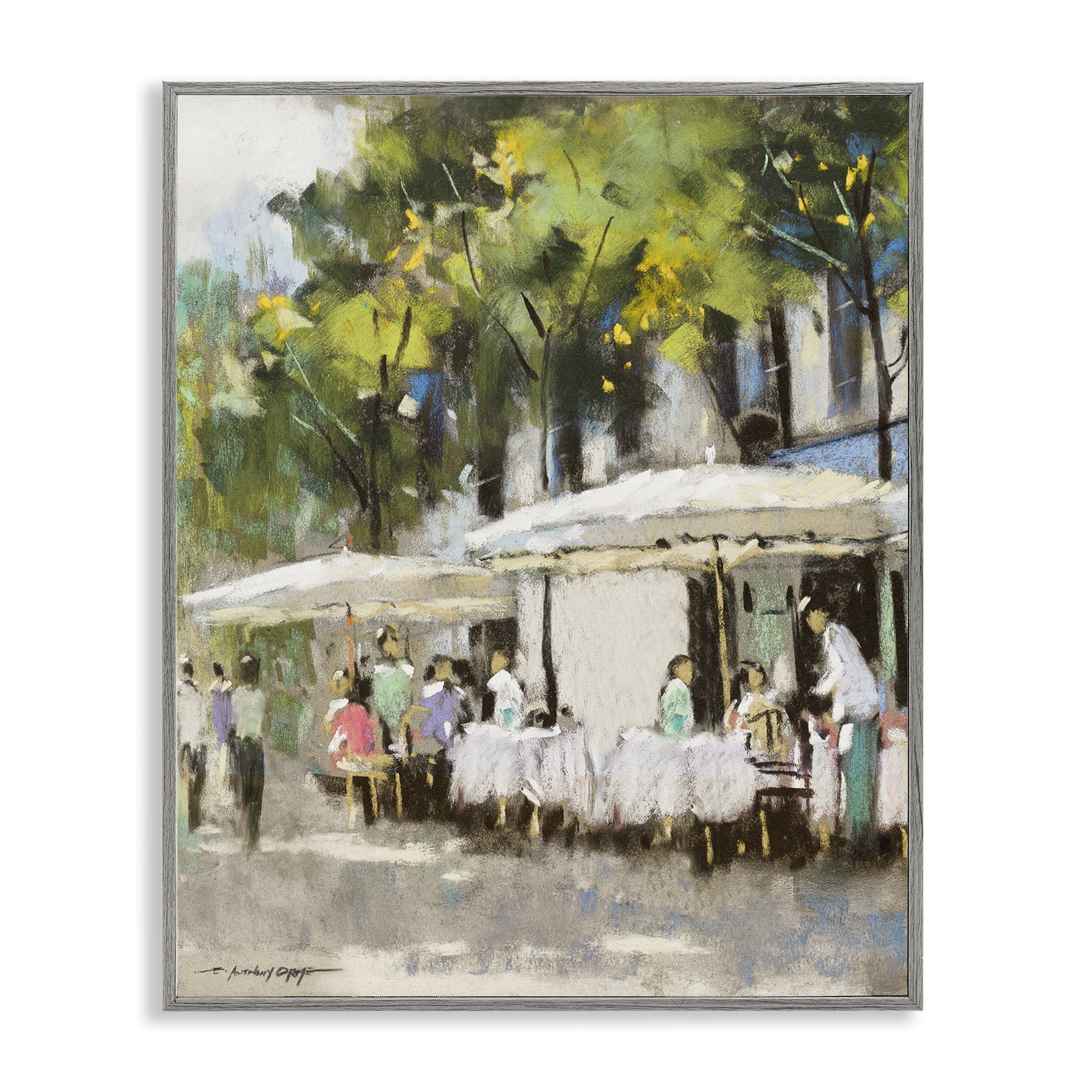 Stupell Industries Sunny Street Cafe Dining Gray Framed Giclee Art, design by Anthony Orme